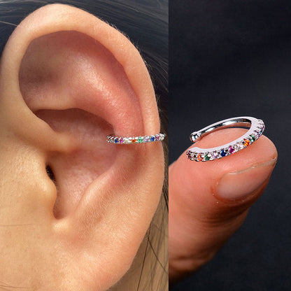 2Pc Hollow Geometry Rainbow CZ Cuff Wrap Clip On Earrings Women Girls Climber Ear Cartilage Bone Clips Fake Earring Non Piercing (Copy)