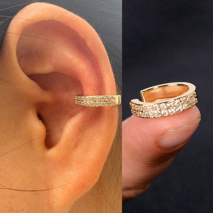 2Pc Hollow Geometry Rainbow CZ Cuff Wrap Clip On Earrings Women Girls Climber Ear Cartilage Bone Clips Fake Earring Non Piercing (Copy)