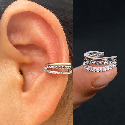 2Pc Hollow Geometry Rainbow CZ Cuff Wrap Clip On Earrings Women Girls Climber Ear Cartilage Bone Clips Fake Earring Non Piercing (Copy)