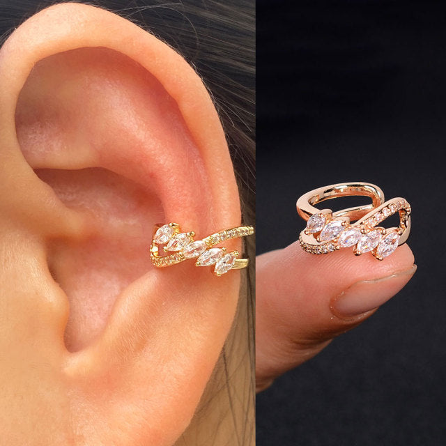 2Pc Hollow Geometry Rainbow CZ Cuff Wrap Clip On Earrings Women Girls Climber Ear Cartilage Bone Clips Fake Earring Non Piercing (Copy)