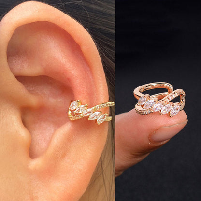 2Pc Hollow Geometry Rainbow CZ Cuff Wrap Clip On Earrings Women Girls Climber Ear Cartilage Bone Clips Fake Earring Non Piercing (Copy)