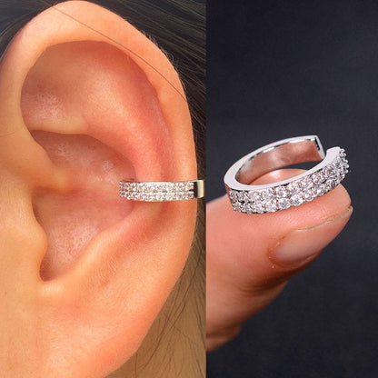 2Pc Hollow Geometry Rainbow CZ Cuff Wrap Clip On Earrings Women Girls Climber Ear Cartilage Bone Clips Fake Earring Non Piercing (Copy)