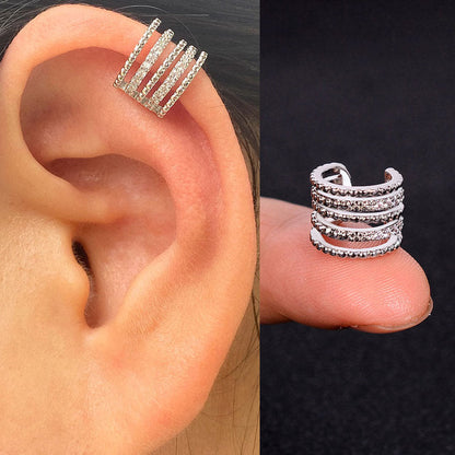 2Pc Hollow Geometry Rainbow CZ Cuff Wrap Clip On Earrings Women Girls Climber Ear Cartilage Bone Clips Fake Earring Non Piercing (Copy)